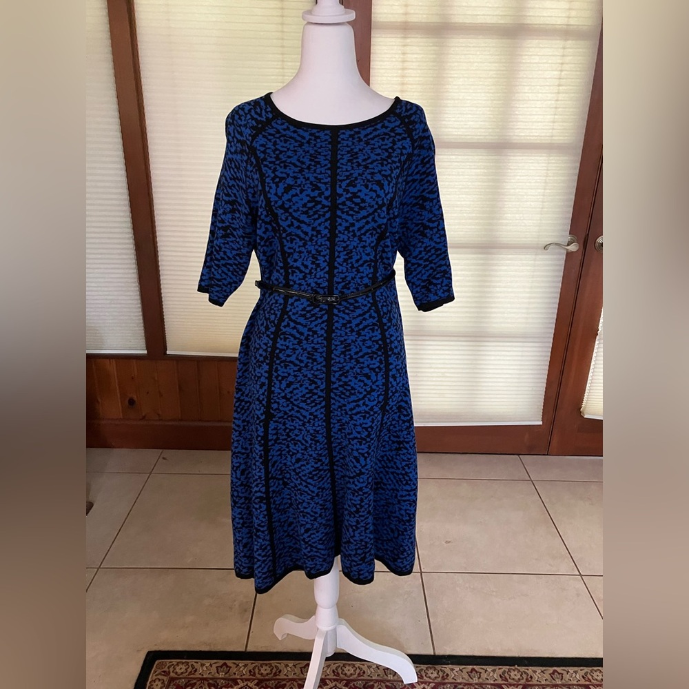 Karl Lagerfeld Blue and Black Midi Dress